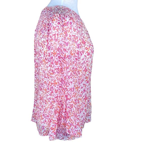 Hale Bob Women’s Orange & Pink Silk Blouse with Smocking & Bell Sleeves M EUC - Picture 5 of 11